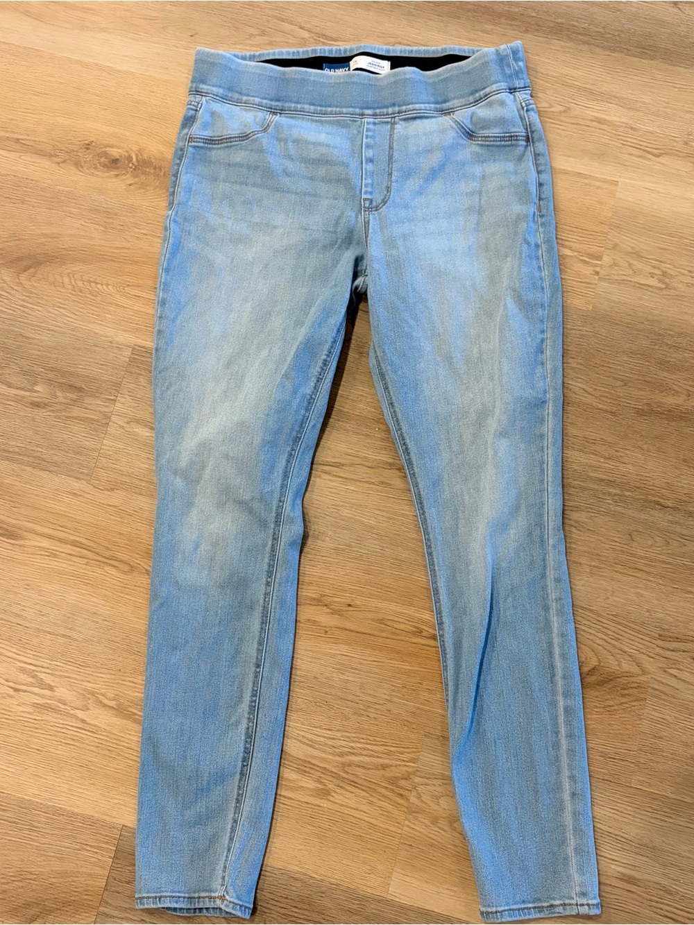 Old Navy 14 Long Rockstar Mid Rise Pull On Rinse Stretch Denim Womens Jeans Lite